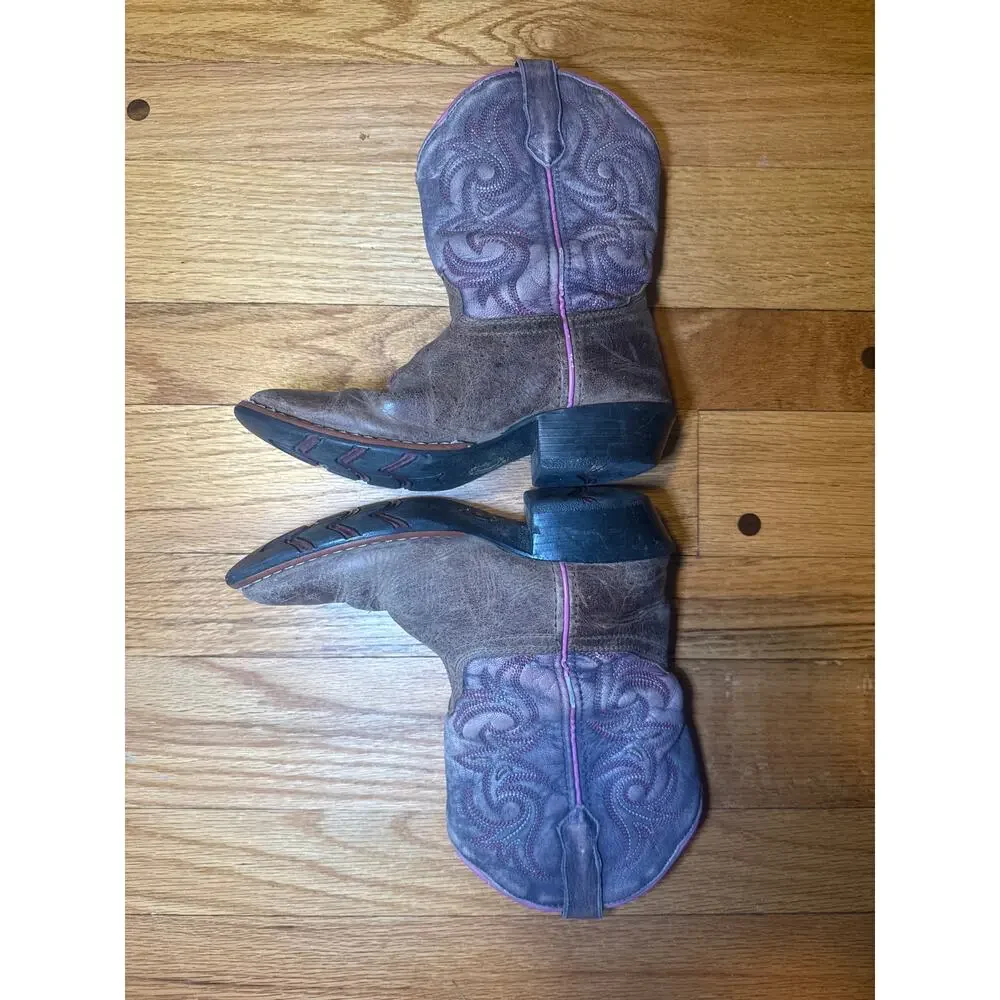 Dan Post Cowboy Western Boots Kids Sz 12.5D Distressed Brown Leather